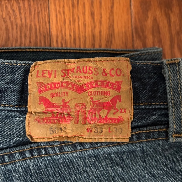 Men’s Y2K button fly Levi’s 501 original fit denim blue jeans pants - Picture 3 of 12